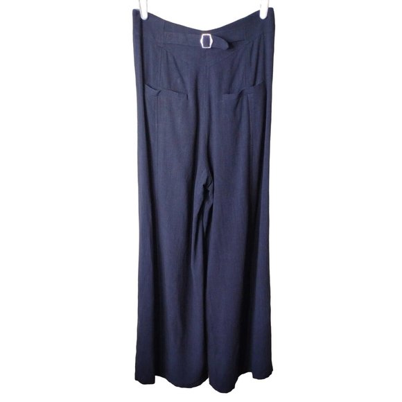 Dance And Marvel Womens Pants Medium Pockets Side Zip Lace Front Wide Leg - Picture 2 of 12